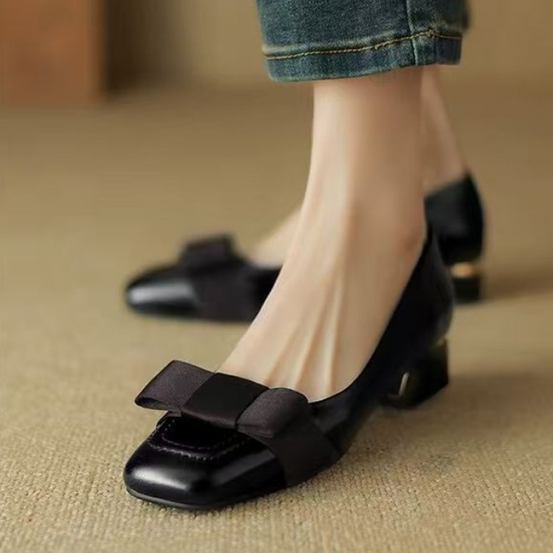 Women'S Shoes For Fall - รองเท้าส้นเตี้ยผู้หญิง รองเท้าส้นเตี้ยทรงปั๊ม รองเท้าผู้หญิง หัวเหลี่ยม สไตล์เรโทร ฤดูใบไม้ร่วง