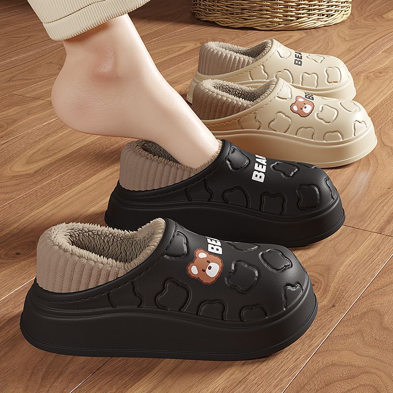 Women'S Shoes Water Resistant - รองเท้าแตะผ้าฝ้ายกันน้ำสำหรับผู้หญิงผู้ชายฤดูหนาวกลางแจ้งในร่มบ้านหรูหราอุ่นหนาพื้นรองเท้ากันลื่นรองเท้าผ้าฝ้ายสำหรับคู่