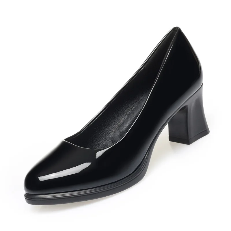 Court Heel Pointed - 5 ซม.7 ซม.สบายBreathableตื้นBrightรองเท้าหนังผู้หญิงปั๊ม 2025 ฤดูใบไม้ร่วงMedรองเท้าส้นสูงรองเท้าชุดCourtทํางาน