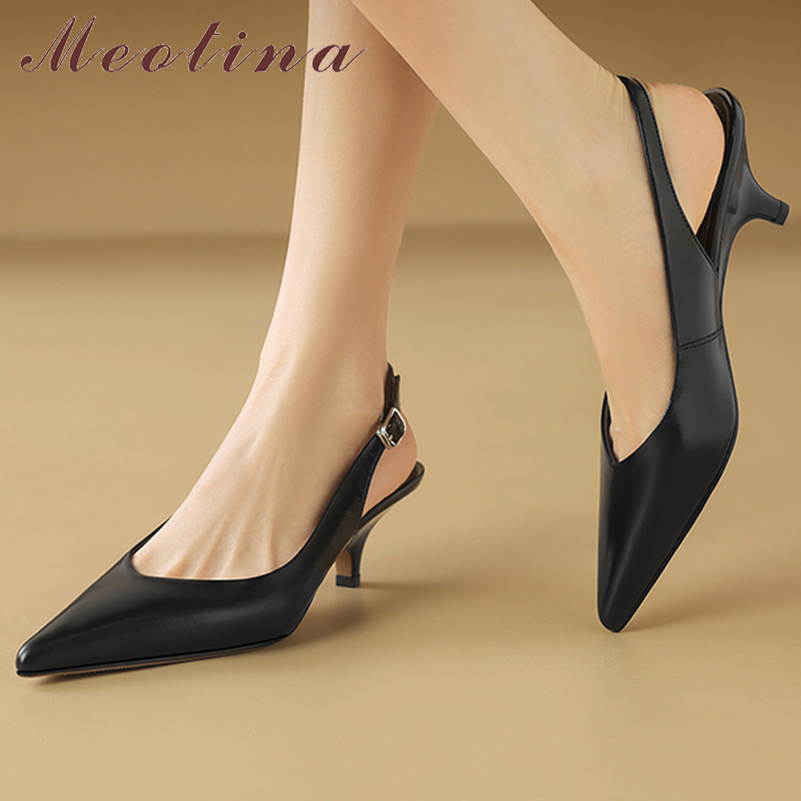 Women'S Shoes Size 40 In Us - มีโอติน่าผู้หญิงหนังแท้รองเท้าส้นสูงแบบสวมปลายแหลมส้นกลางบางหัวเข็มขัดดีไซน์เรียบง่ายสุภาพสตรีรองเท้าแฟชั่นฤดูร้อน 40