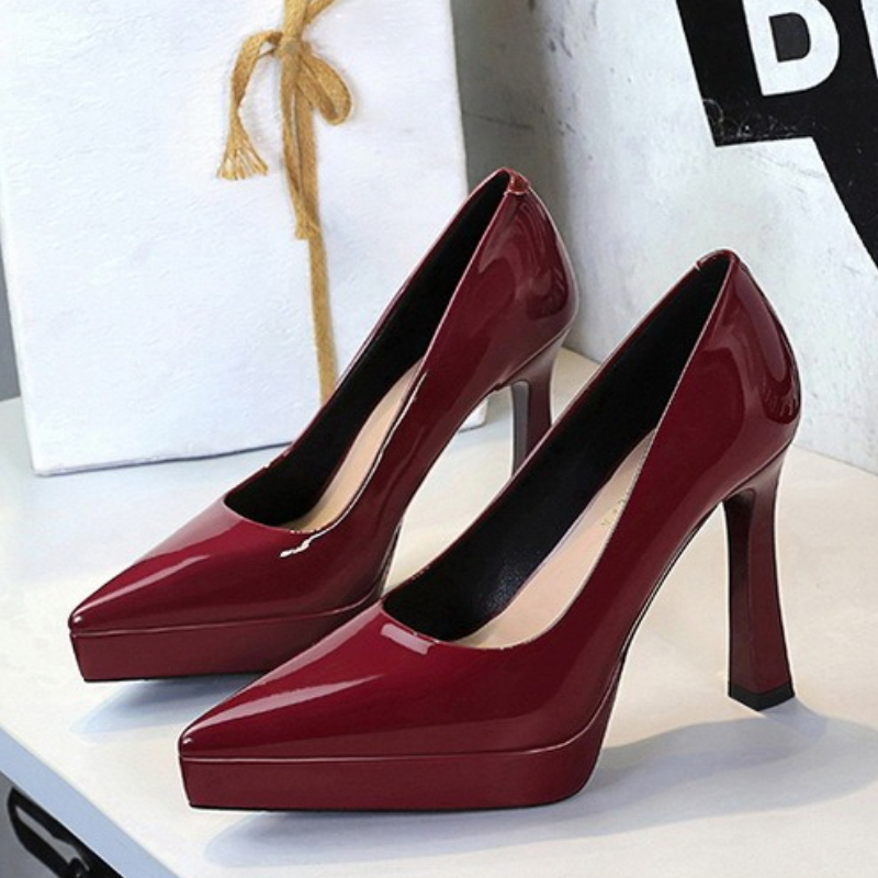 Women'S Shoes In Size 12 - BIGTREE รองเท้าแพลตฟอร์มปั๊มผู้หญิง 12 ซม.รองเท้าส้นสูงสิทธิบัตรหนังรองเท้าส้นสูงส้นหนาสุภาพสตรีรองเท้าชี้ End ผู้หญิงปั๊มแฟชั่น