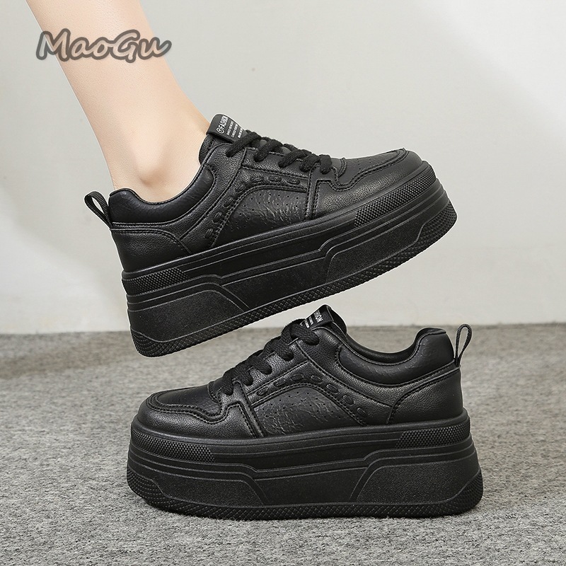 Women'S Shoes Size 40 In Us - รองเท้าผ้าใบเสริมส้นสีขาวสำหรับผู้หญิง แบบผูกเชือก พื้นหนา สไตล์ลำลอง ระบายอากาศได้ดี หนังแท้