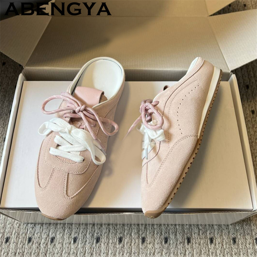 Women Shoes Running - รองเท้าสลิปเปอร์แบบผูกเชือกสำหรับผู้หญิง สวมใส่สบาย ระบายอากาศได้ดี เหมาะสำหรับฤดูร้อน รองเท้าวิ่งแบบสวม พื้นรองเท้าแบบอ็อกซ์ฟอร์ด