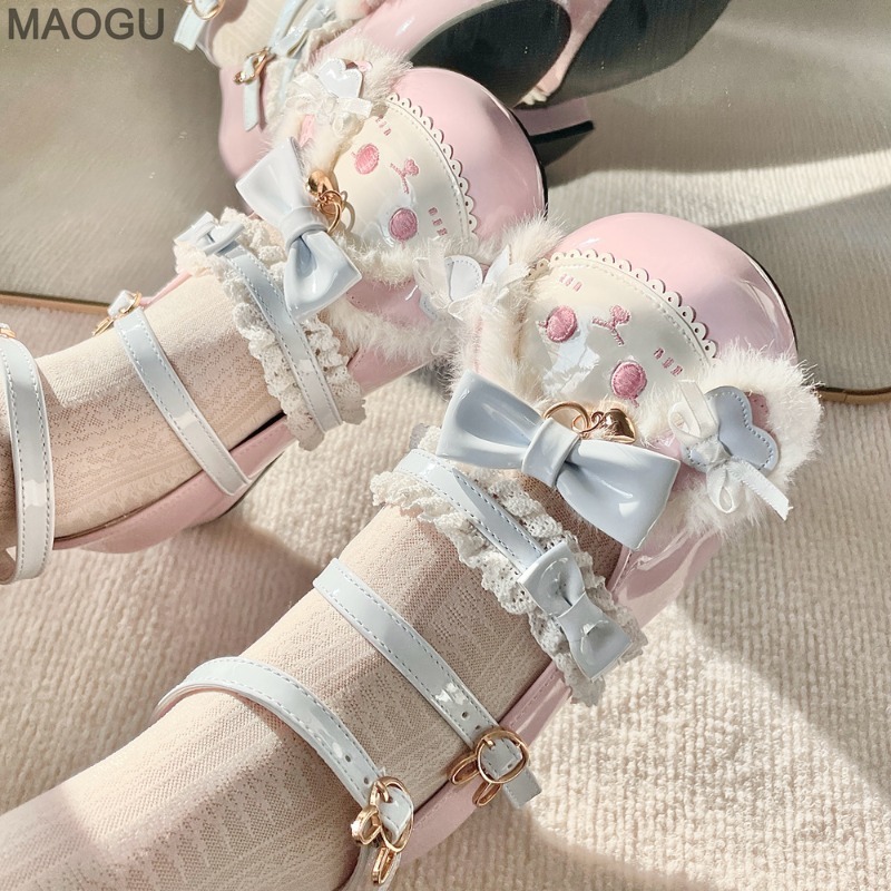 Women'S Shoes Size 40 In Us - รองเท้าโลลิต้าสไตล์ญี่ปุ่นน่ารักหวานแหววสำหรับผู้หญิง ประดับโบว์ หัวกลม แบบแมรี่เจน ส้นเตี้ย น่ารัก