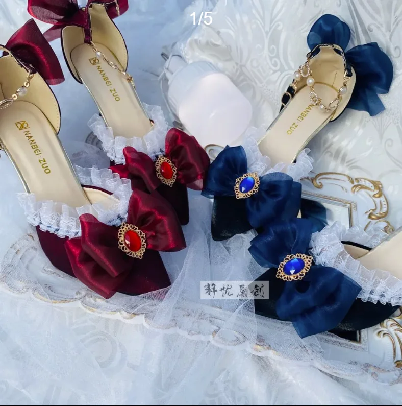 Court Heel Pointed - Lolita รองเท้าส้นสูงรองเท้า Elegant Court ชี้รองเท้าแตะ Lolita