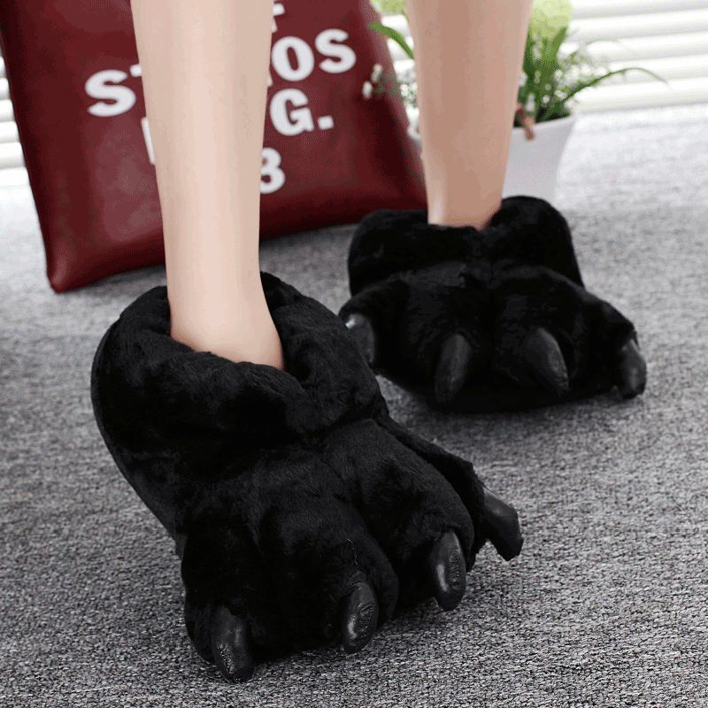 Women'S Shoes To Men'S - ขนาด 35-43 สีดําสัตว์ PAW รองเท้าผู้หญิงฤดูหนาวรองเท้าแตะ Unisex