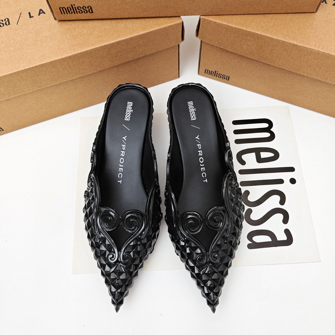 Court Heel Pointed - Mini Melissa Court Pointed Toe แบนสํานักงานเรือสีทึบถักรองเท้าสบายๆรองเท้าบัลเล่ต์รองเท้าผู้หญิงรองเท้าไม่มีส้น