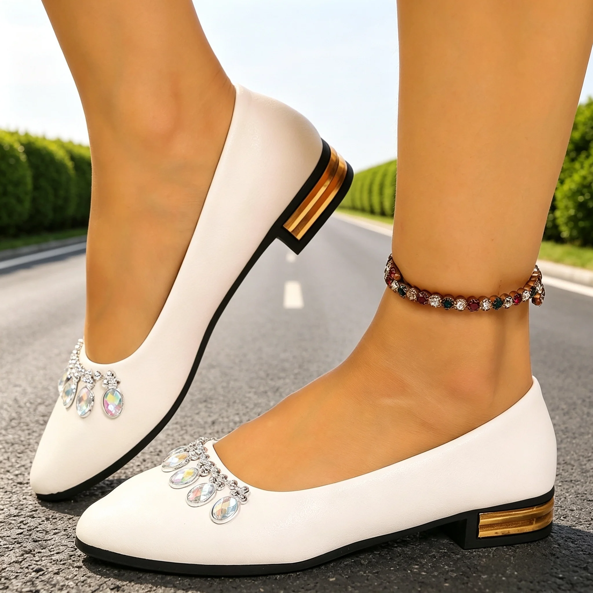 Women'S Shoes - รองเท้าส้นแบนสำหรับผู้หญิง หัวแหลม รองเท้าบัลเลต์ ไซส์ใหญ่ รองเท้าผ้าใบส้นแบนคุณภาพสูง แฟชั่น
