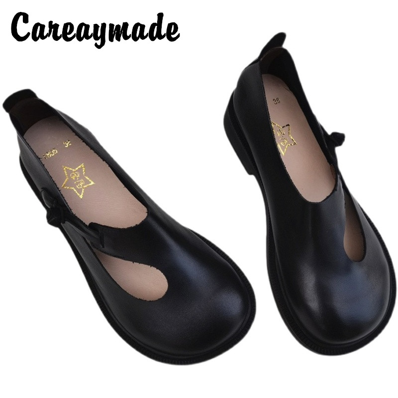 Women'S Shoes - Careaymade-รองเท้าสตรีหนังแท้รองเท้า Retro แห่งชาติรอบหัวรองเท้าสตรีหนังแท้ Breathable ทำด้วยมือรองเท้า