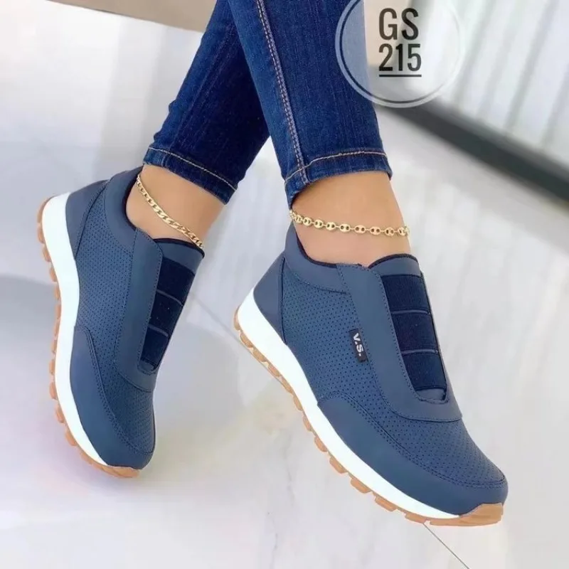 Women'S Shoes Navy Blue - รองเท้าผ้าใบลำลองสำหรับผู้หญิง รองเท้าเดินแบบมีรูระบายอากาศ สีน้ำเงินกรมท่า รองเท้าโลฟเฟอร์แบบแบน สวมใส่สบาย รองเท้าสำหรับผู้หญิงสำหรับกิจกรรมกลางแจ้งและใช้ในชีวิตประจำวัน