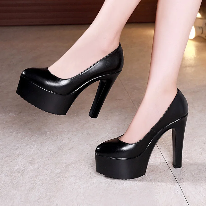 Court Heel Pointed - รองเท้าส้นตึกแบบแพลตฟอร์ม ไซส์ใหญ่ 32 43 สำหรับผู้หญิง รองเท้าเจ้าสาวงานแต่งงาน