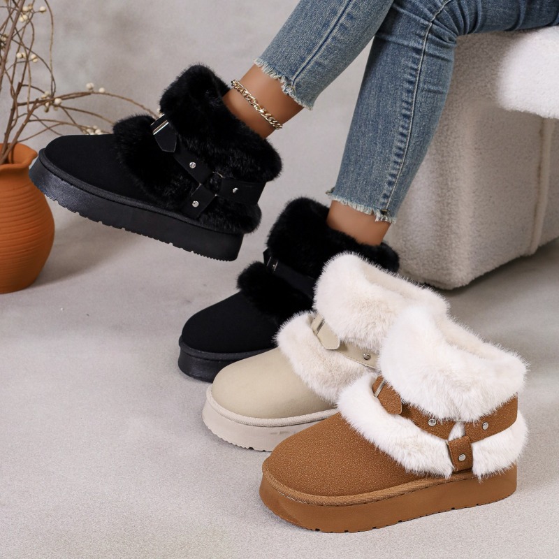 Women'S Shoes In Size 12 - รองเท้าบูทหิมะแบบมีขนบุสำหรับผู้หญิง คอลเลคชั่นฤดูใบไม้ร่วง-ฤดูหนาว ปี 2026 รุ่นใหม่ พื้นหนา