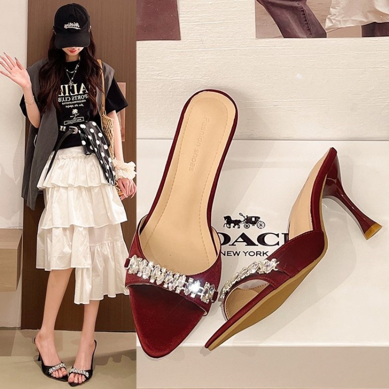 Women'S Shoes Size 40 In Us - รองเท้าส้นสูงประดับคริสตัลสำหรับผู้หญิง ดีไซน์หรูหรา ปลายแหลม ส้นบาง เหมาะสำหรับงานเลี้ยง งานแต่งงาน