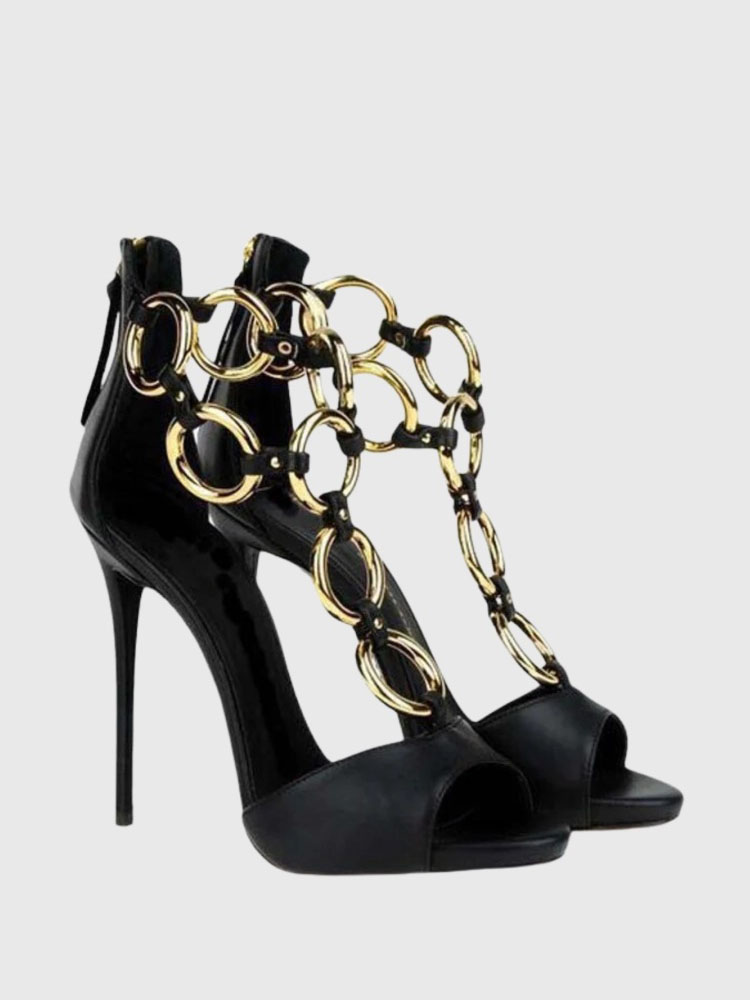 รองเท้าส้นสูงแบบเปิดส้นสำหรับผ - Gold Chain Sandal บทวิจารณ์และราคา