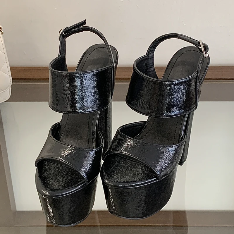 รองเท้าส้นสูงแบบหนา สไตล์โรมัน - Women'S Shoes Large บทวิจารณ์และราคา