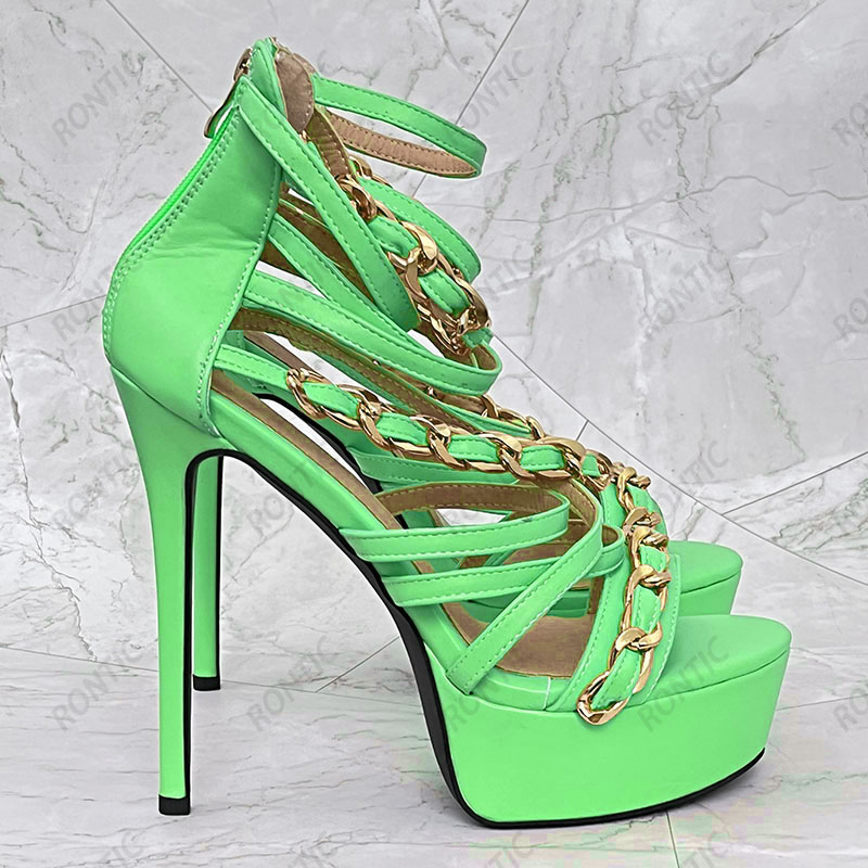 Rontic ใหม่มาถึงผู้หญิงฤดูร้อน - Gold Chain Sandal บทวิจารณ์และราคา
