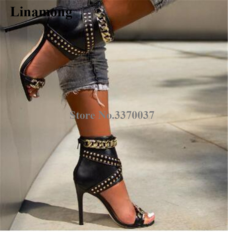 Western แฟชั่นผู้หญิงเปิดนิ้วเ - Gold Chain Sandal บทวิจารณ์และราคา