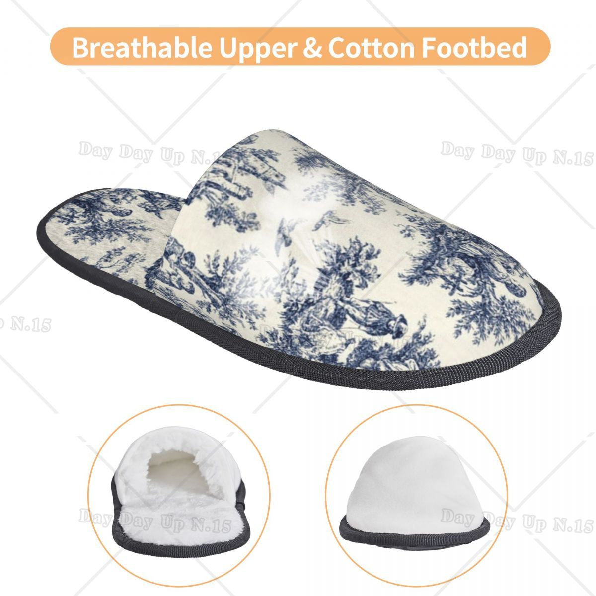 Vintage Toile De Jouy Comfort  - Women'S Shoes Navy Blue บทวิจารณ์และราคา