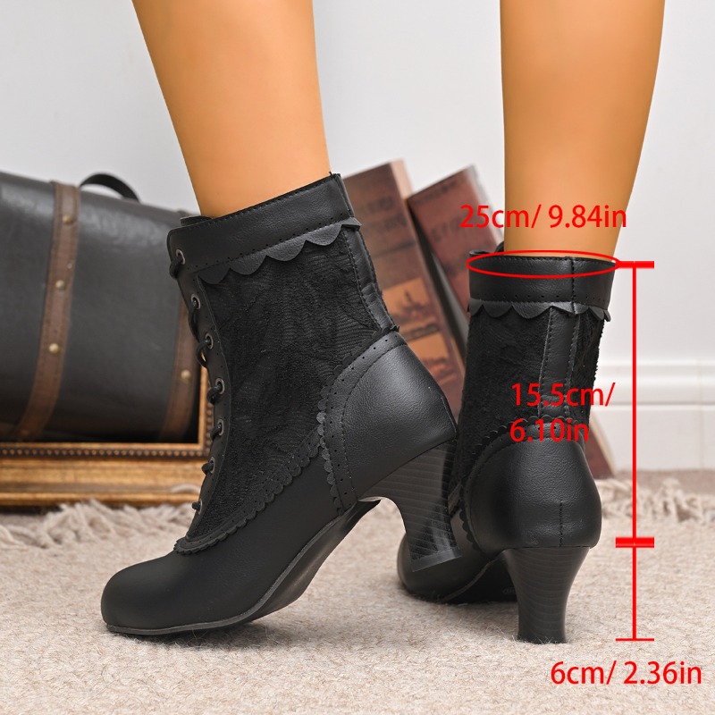 รองเท้าบูทส้นกลางแบบผูกเชือก ผ - Court Heel Pointed บทวิจารณ์และราคา